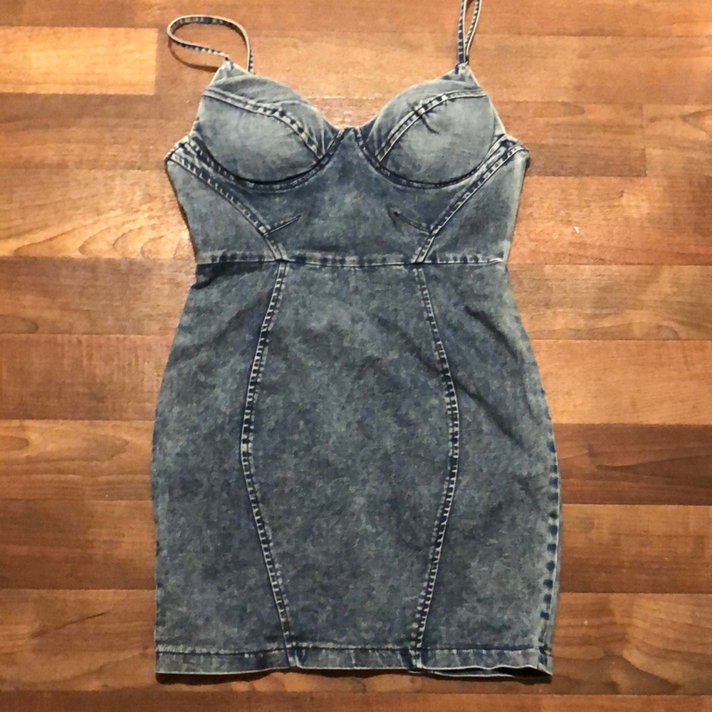 New Stretch Denim Bustier Mini Dress